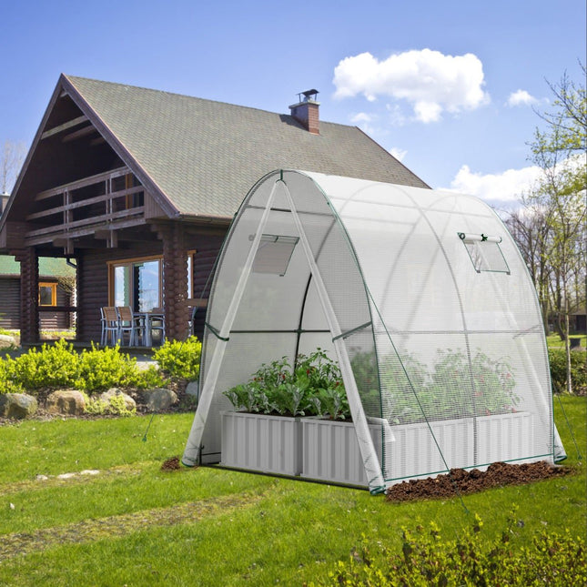 Walk-In Greenhouse with PE Cover & Roll-Up Doors, 181x181x200 cm