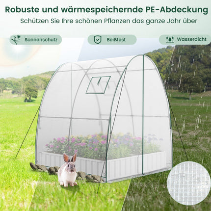 Walk-In Greenhouse with PE Cover & Roll-Up Doors, 181x181x200 cm