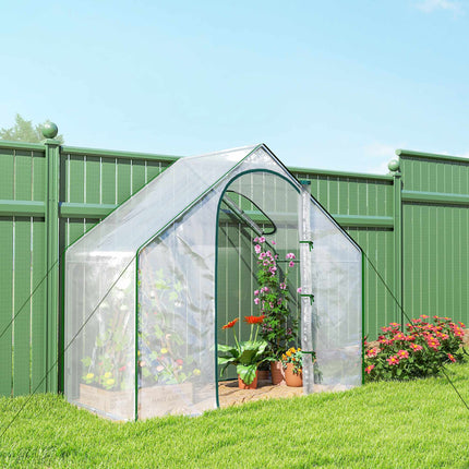 Walk-In Greenhouse with Window, Roll-Up Door, 180x100x168 cm