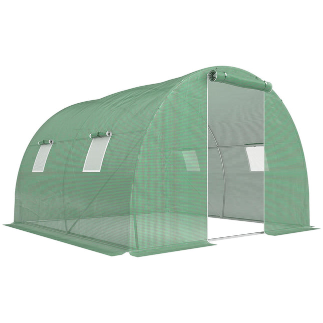 Walk-In Greenhouse with Windows, 3x3m, Dark Green