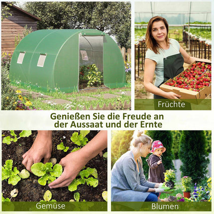 Walk-In Greenhouse with Windows, 3x3m, Dark Green