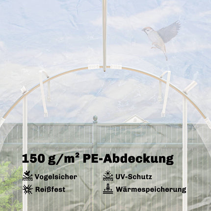 Walk-In Polytunnel Greenhouse, Steel Frame, UV PE Cover