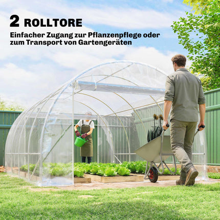 Walk-In Polytunnel Greenhouse, Steel Frame, UV PE Cover