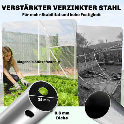 Walk-In Polytunnel Greenhouse, Steel Frame, UV PE Cover