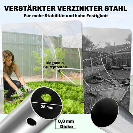 Walk-In Polytunnel Greenhouse, Steel Frame, UV PE Cover