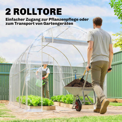 Walk-In Polytunnel Greenhouse, Steel Frame, UV PE Cover