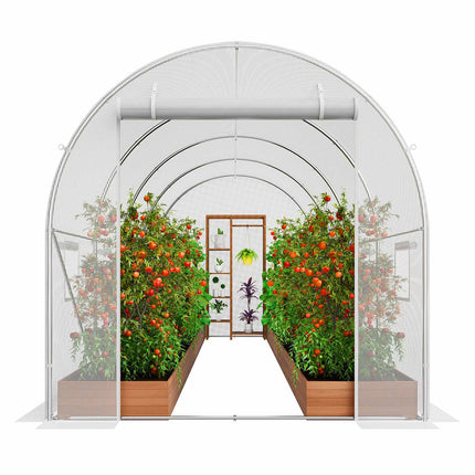 Walk-In Tunnel Greenhouse 14.6x6.4 ft, Galvanized Frame