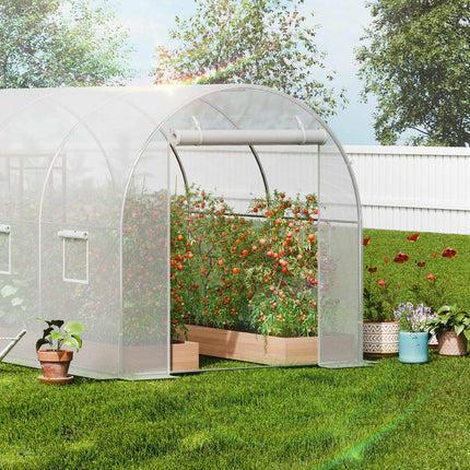 Walk-In Tunnel Greenhouse 14.6x6.4 ft, Galvanized Frame