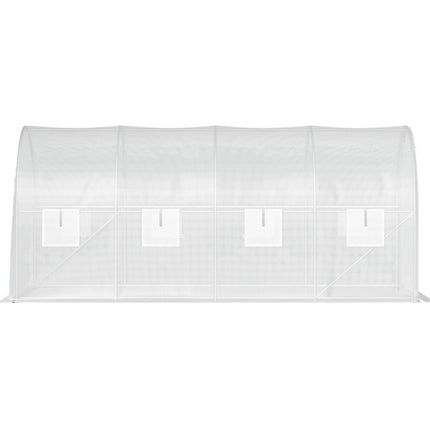 Walk-In Tunnel Greenhouse 15 x 6.5 x 7 Ft; 2 Doors, 8 Windows