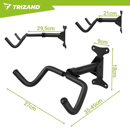 Wall Bike Hanger 30 kg for 24-29 Inch Bikes, Foldable, Adjustable, Black