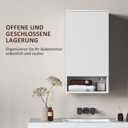 White wall cabinet with adjustable shelves and doors