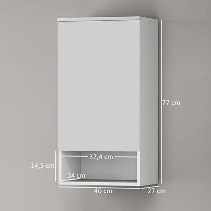 White wall cabinet with adjustable shelves and doors