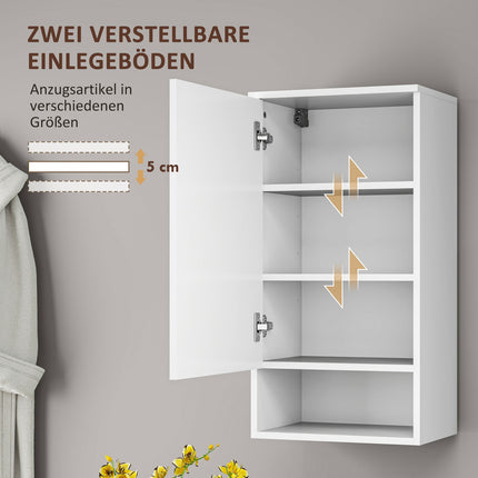 White wall cabinet with adjustable shelves and doors