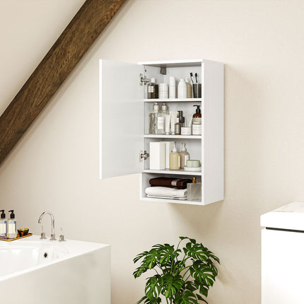 White wall cabinet with adjustable shelves and doors