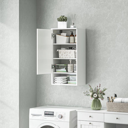 White wall cabinet with adjustable shelves and doors