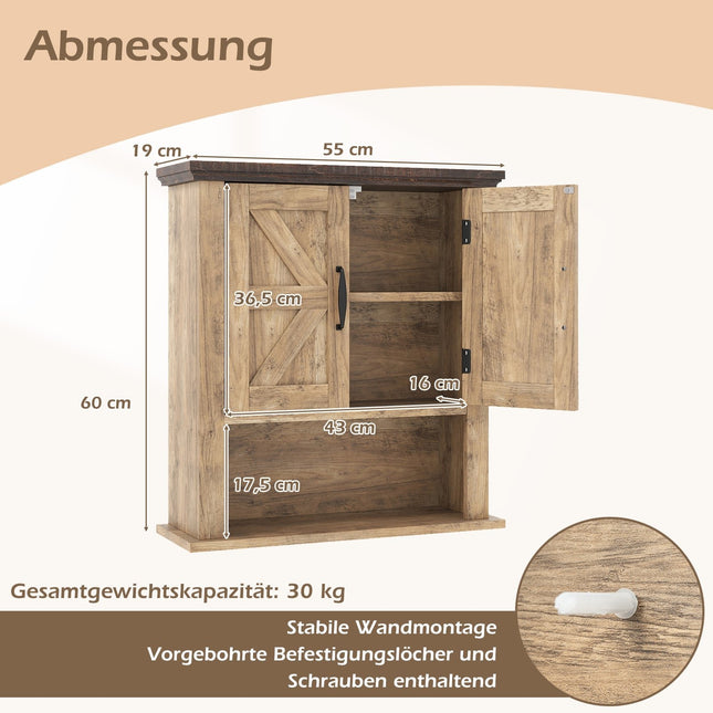 Wall Cabinet with Adjustable Shelves & Open Storage