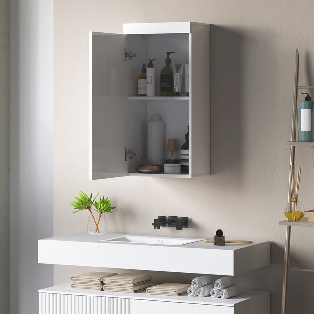 Wall-mounted medicine cabinet, white, 2 shelves