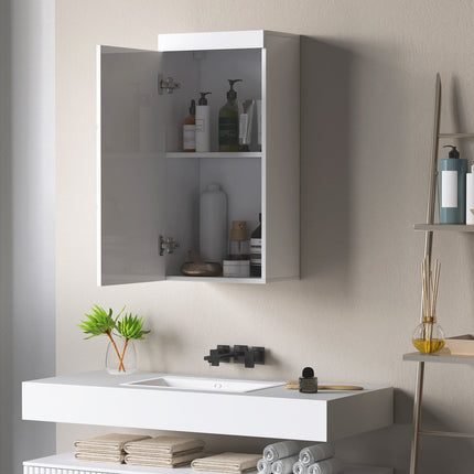 Wall-mounted medicine cabinet, white, 2 shelves