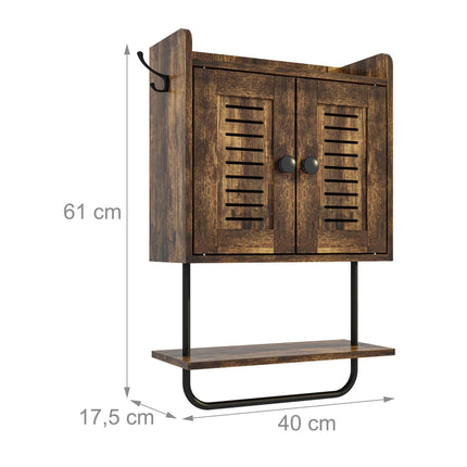 Wall Cabinet with Towel Rail and Hooks