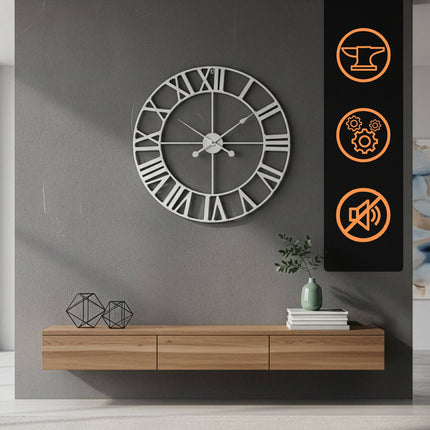 Wall Clock, Roman Numerals, 60 cm Diameter