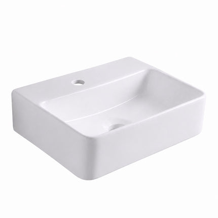 Wall-Hung Ceramic Basin with Tap Hole, 37 x 27 cm