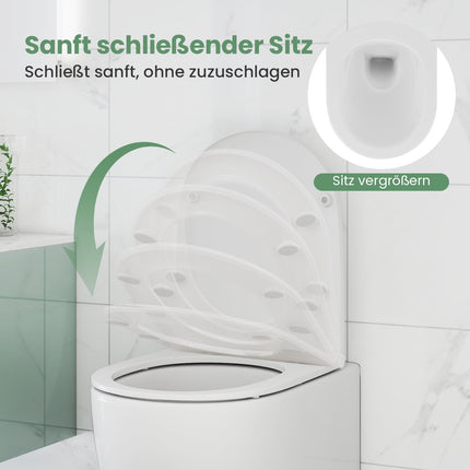 Wall-Hung Toilet, Dual Flush, Soft-Close Seat, White