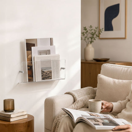 Wall Magazine Holders, Set of 3 – Acrylic, Metal, M Size