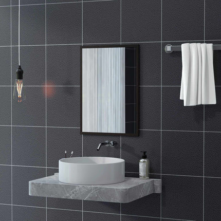 Wall Mirror, 50x70 cm, Black MDF Frame, Easy Mounting