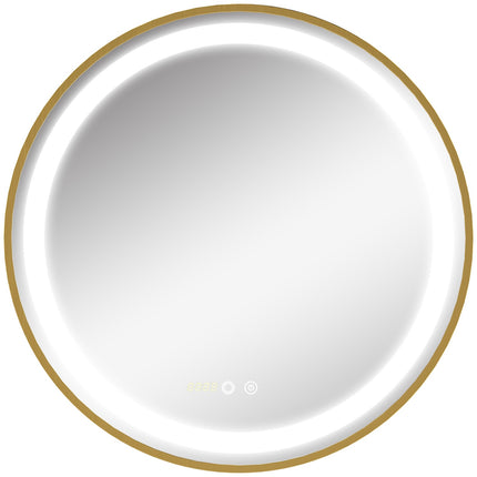 LED Bathroom Mirror - Dimmable, Memory, Time Display, 60x60cm