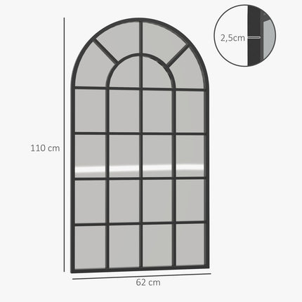 Black metal frame wall mirror, 110 x 62 cm, versatile hanging mirror
