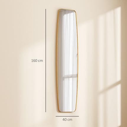 Wall Mirror with Gold Metal Frame, 160 x 40 cm