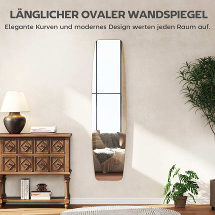 Wall Mirror with Gold Metal Frame, 160 x 40 cm