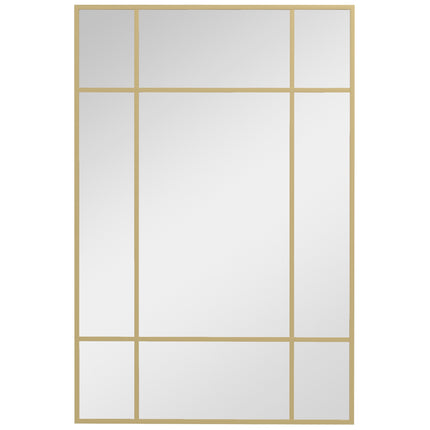 Wall Mirror with Gold Metal Frame, 90x60 cm