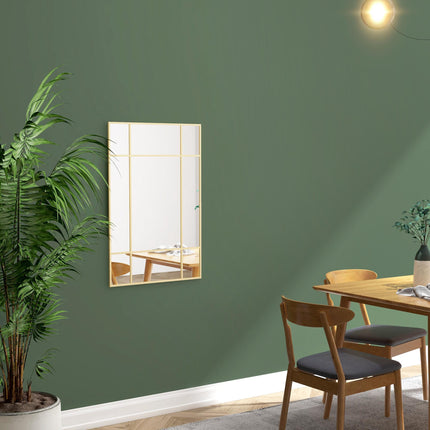 Wall Mirror with Gold Metal Frame, 90x60 cm