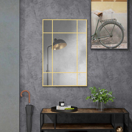 Wall Mirror with Gold Metal Frame, 90x60 cm