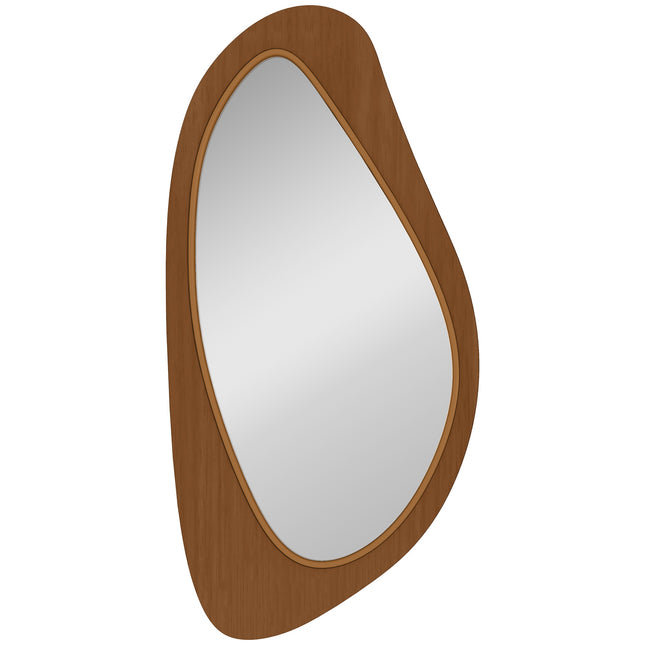 Wall Mirror with Pine Veneer Frame, 91.5 x 45 cm