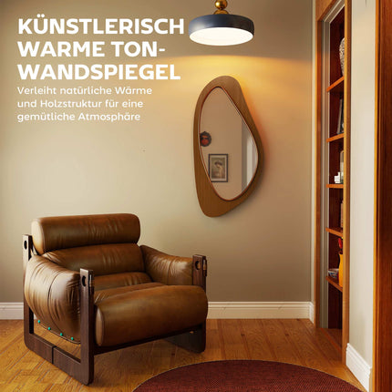 Wall Mirror with Pine Veneer Frame, 91.5 x 45 cm