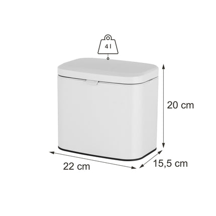 Wall-Mount Bin, White, 4L – Kitchen & Bathroom Use