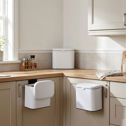 Wall-Mount Bin, White, 4L – Kitchen & Bathroom Use