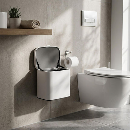 Wall-Mount Bin, White, 4L – Kitchen & Bathroom Use