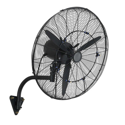 Wall Mount Fan 24-Inch, Oscillating Misting, IP44, 3-Speed