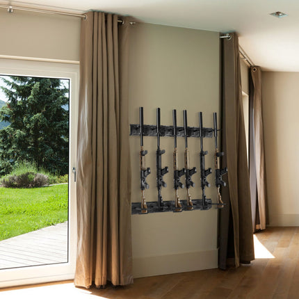 Wall Mount Gun Rack, 6-Slot Steel Rifle Holder, Padded