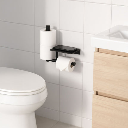 Wall-Mount Metal Toilet Roll Holder with Shelf