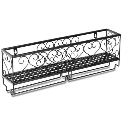 Wall-Mount Metal Wine Rack, Holds 6 Bottles and 6 Glasses