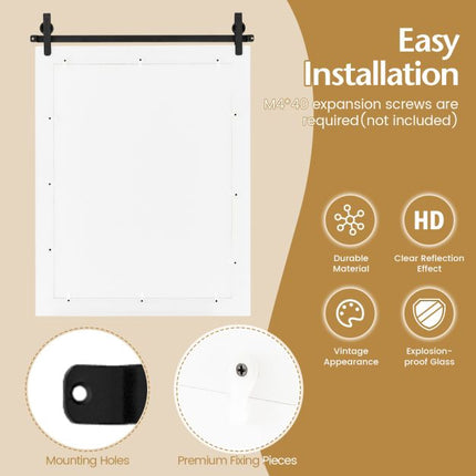 Wall Mount Mirror 30 x 22 Inch, White Wood Frame