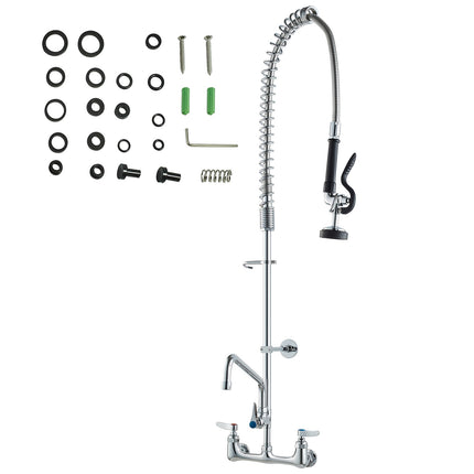 Wall-Mount Pre-Rinse Faucet, 44-Inch, Brass Pull-Down Sprayer