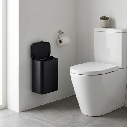 Wall-Mount Waste Bin, Black, 8L, Removable Inner Bin