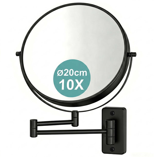 Wall-Mounted 10x Magnifying Mirror, Double-Sided Swivel