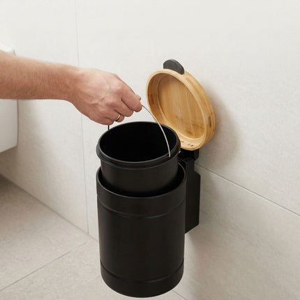 Wall-Mounted 3L Cosmetic Bin, Black – Soft-Close Lid