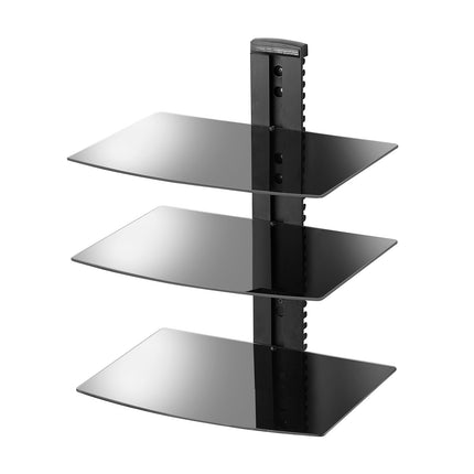 Wall-Mounted 3-Tier Tempered Glass AV Shelf, 18 lb